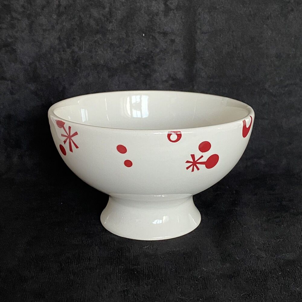 Pier 1 Footed Bowl Flurry Wintertime Design 16 oz. Hand-painted Dolomite Holiday